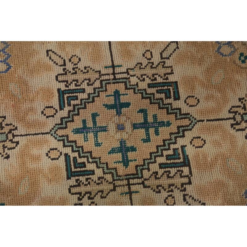 Geometric Pink Tabriz Persian Area Rug Oriental Handmade Wool Carpet - 8'0"x 10'9"