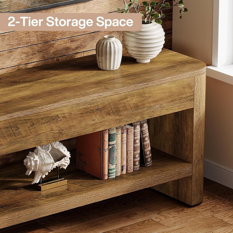 TV Stand for 55 Inch TV, 53" Entertainment Center with 2-Tier Open Shelf - 53" W x 13.8" D x 17.7" H