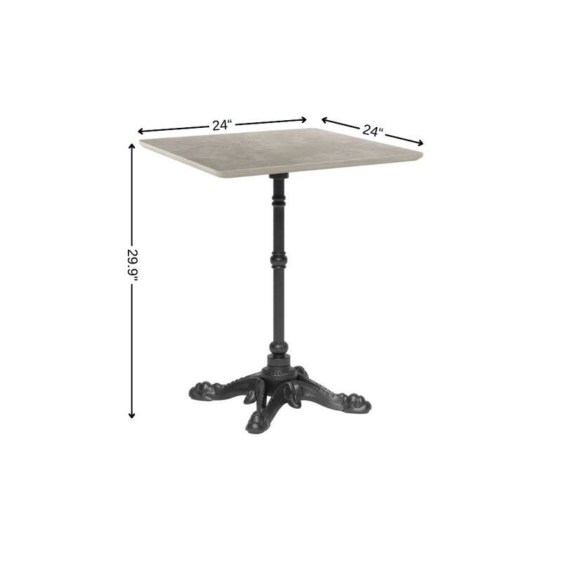 24" Gray and Black Wood And Aluminum Indoor Outdoor Pedestal Base Round Top Dining Table