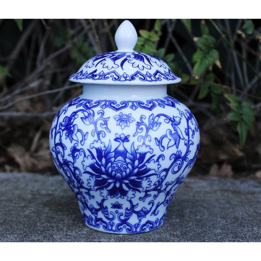 Ancient Asian Style Blue and White Porcelain Helmet-shaped Temple