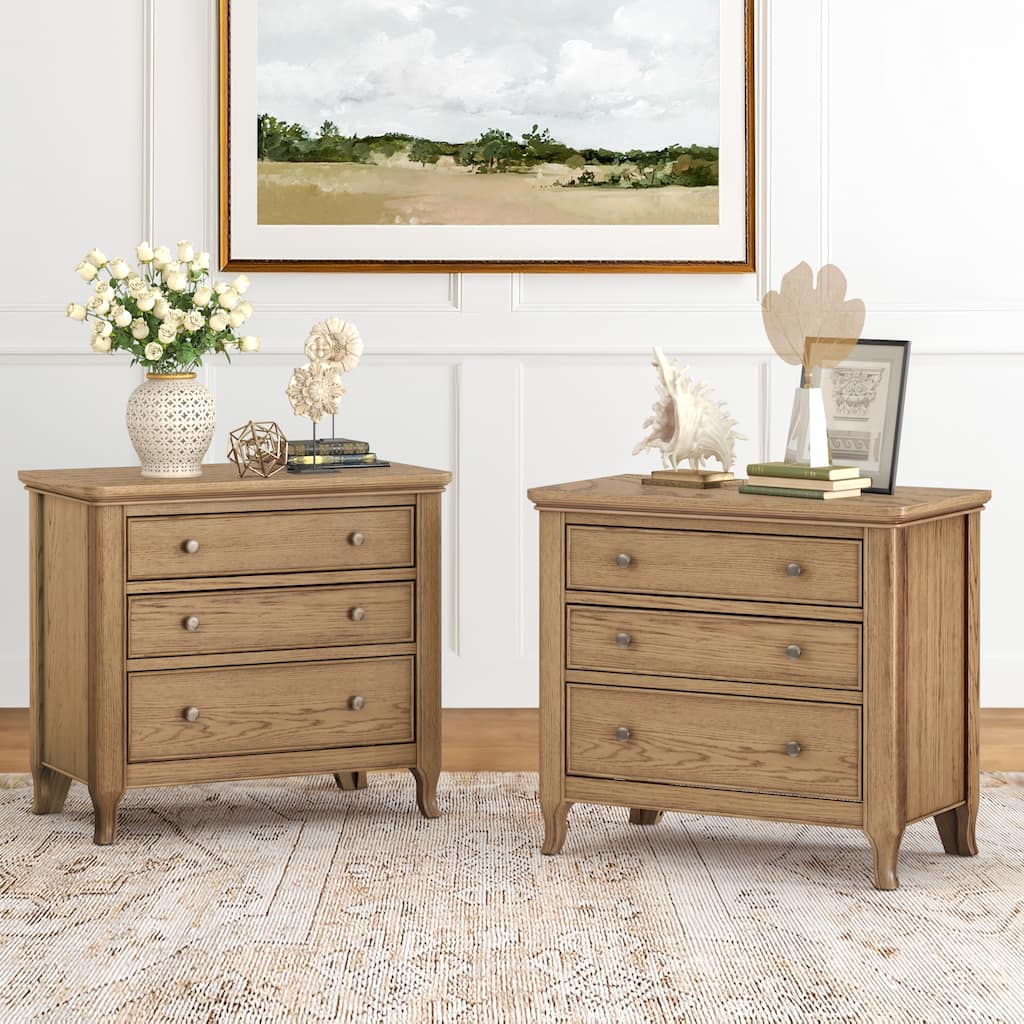 Set of 2 Mid-century Modern Nightstand with Drawers