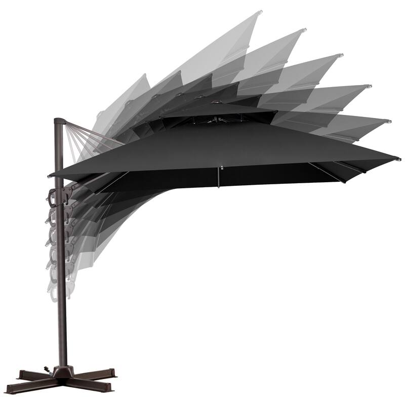 VredHom 10 Ft Square Double Top Cantilever Patio Umbrella with Cross Stand