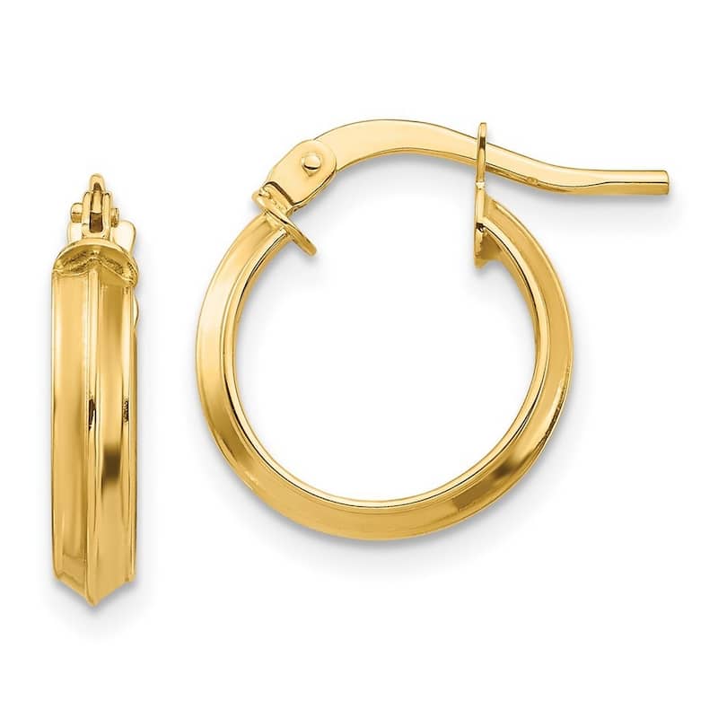Curata 14k Yellow Gold Polished 14x3mm Knife-edged Hoop Earrings -