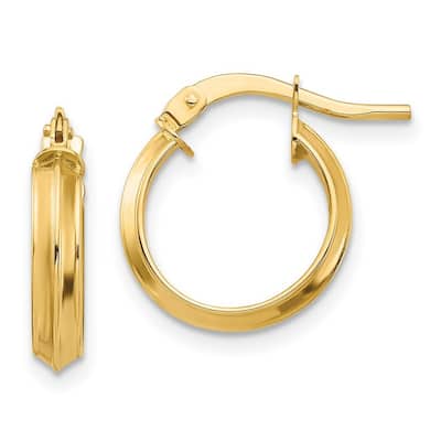 Curata 14k Yellow Gold Polished 14x3mm Knife-edged Hoop Earrings -