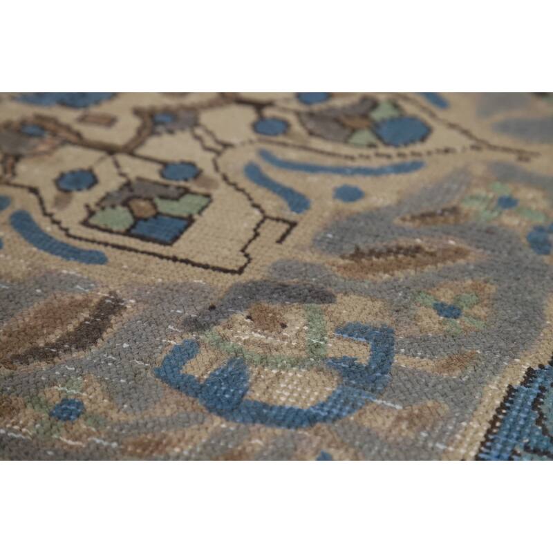 Blue Geometric Tabriz Persian Area Rug Oriental Handmade Wool Carpet - 8'5"x 10'11"
