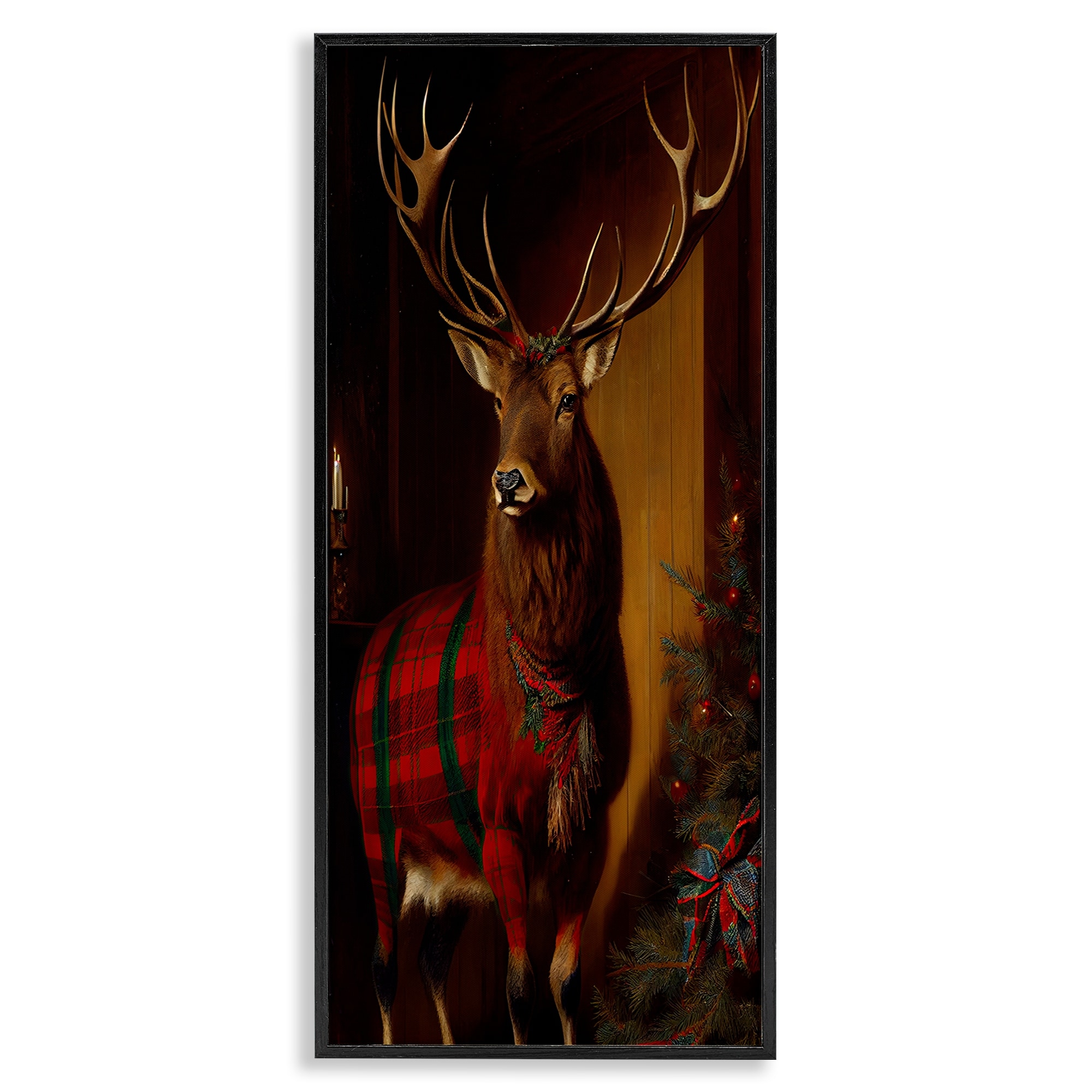 Stupell Festive Plaid Deer Framed Giclee Art Design By Sasha