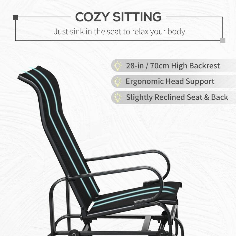 Outdoor Patio Glider Chair with Smooth Rocking Mechanism & Lightweight Construction