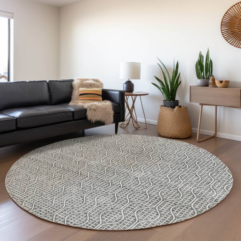 Premium Washable Super Soft Modern Teardrop Mayfield Rug - Gray - 8' x 8'