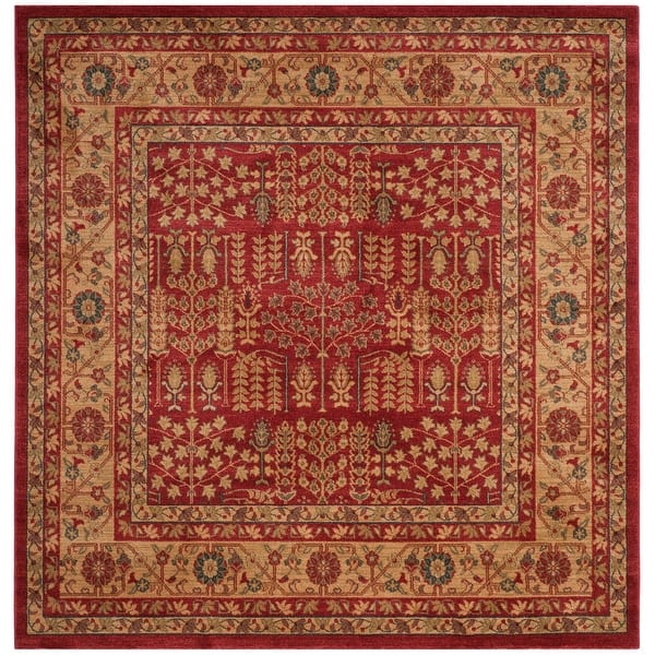 slide 2 of 3, SAFAVIEH Mahal Caridad Traditional Oriental Rug 6'7" Square - Red/Natural - Square