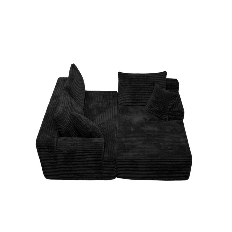 95.2" Modern L-Shaped Corduroy Sectional Sofa, No Assembly Reqired