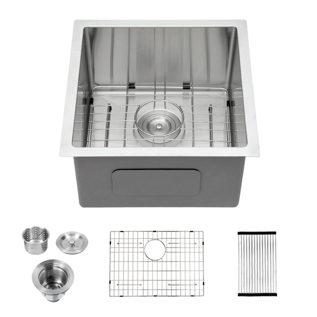 17" W x 19" D Undermount Bar Prep Single Bowl Kitchen Sink - 17" x 19"