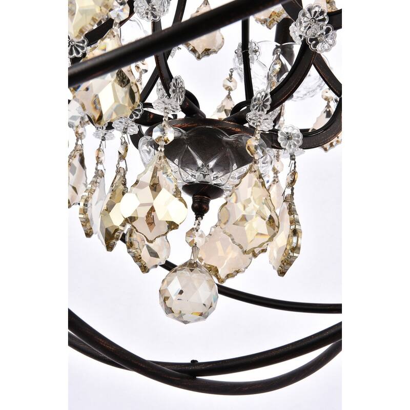 Royce Edge 6 light Dark Bronze Chandelier - dark bronze royal cut golden teak (smoky) crystals