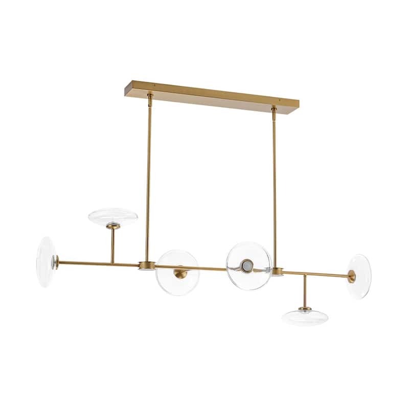 Minimalist 6-Light Dimmable LED Glass Island Pendant Chandelier