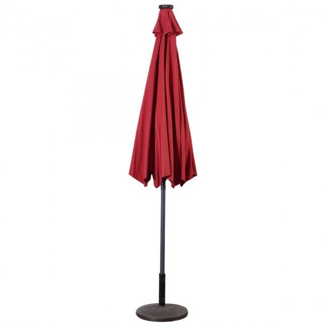 10FT Patio Solar Umbrella LED Patio Market Steel Tilt With Crank Outdoor New