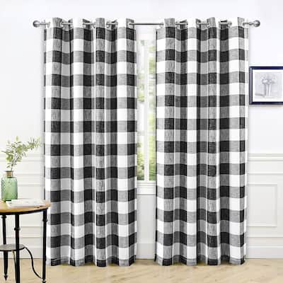 DriftAway Buffalo Check Woven Plaid Pattern Lined Blackout Thermal Insulated Window Curtain