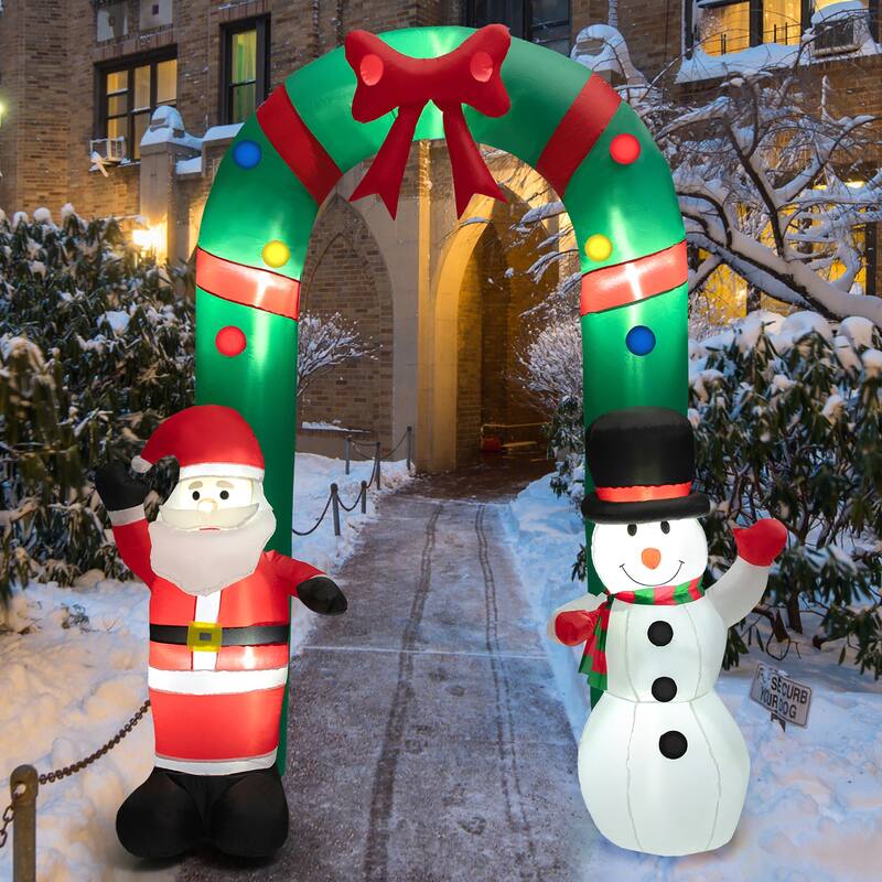 Gymax 8FT Tall Inflatable Archway Christmas Welcoming Decor w/ Bright - See Details