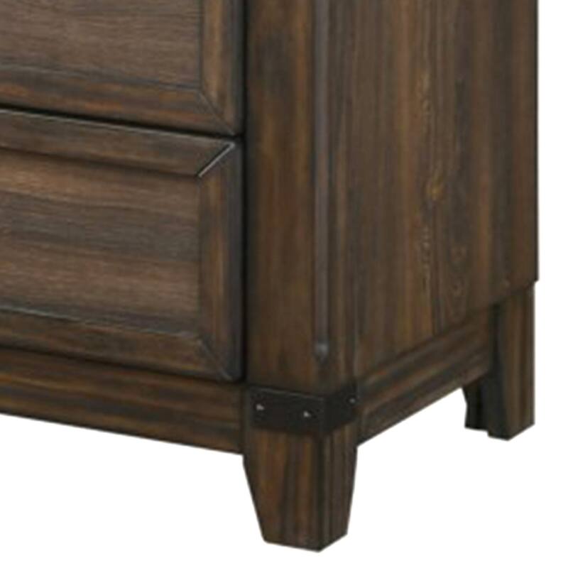 Sea 48 Inch Tall Dresser Chest, 5 Drawers, Long Metal Handles, Brown