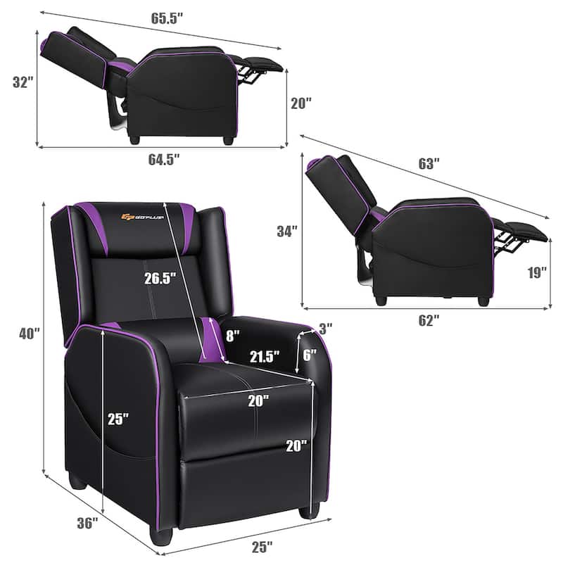 Goplus Massage Gaming Recliner Chair Single Living Room Sofa Home