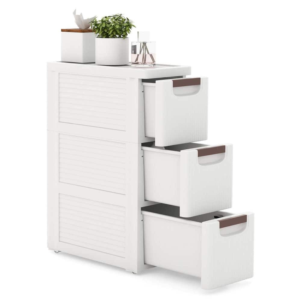 Costway 1 PCS 3-Drawer Narrow Rolling Storage Cabinet with Pull - See Details
