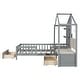 preview thumbnail 10 of 18, Versatility Twin Size House Bed with Upholstered Sofa, Wood Guardrail Bed with Shelves and Two Drawers, Charging Station Design