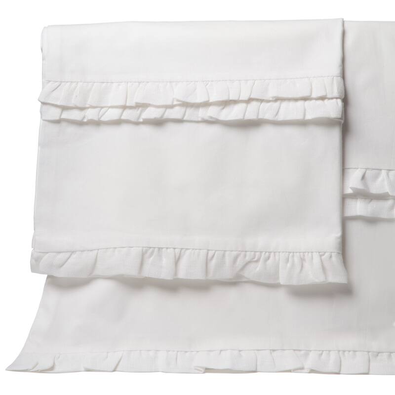 Dainty Cotton Linen Ruffle Pillowcase Set