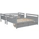 preview thumbnail 13 of 12, Gray Twin over Full Size Pine Wood Bunk Bed with Ladder, Two Storage Drawers, Safety Guardrail