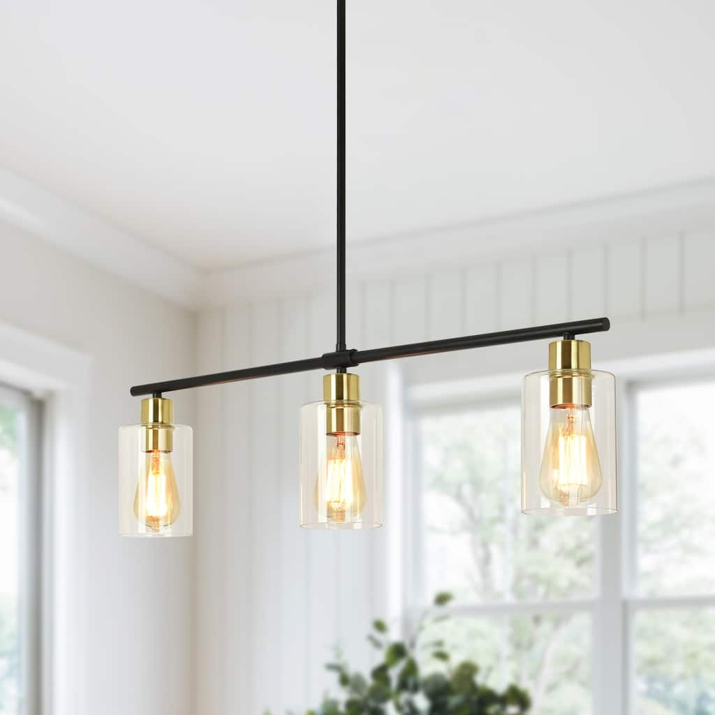 3-Light Adjustable Pendant Light Fixtures with Clear Glass Shade