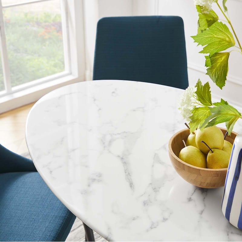 48" Oval Artificial Marble Dining Table