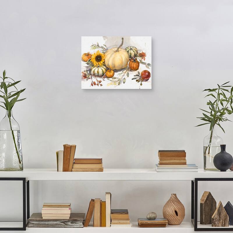 Pumpkin Valley White Canvas Art Print