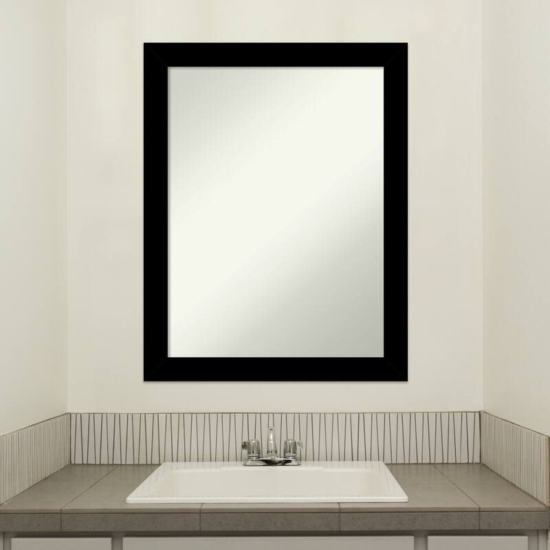 Basic Narrow Non-Beveled Wood Framed Bathroom Vanity Wall Mirror