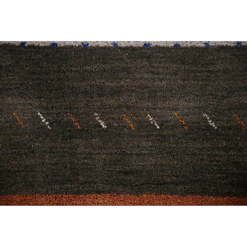 Multi-Color Striped Gabbeh Indian Area Rug Handmade Tribal Wool Carpet - 8'4"x 9'5"