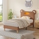 preview thumbnail 10 of 9, Javlergo Twin Size Upholstered Platform Bed Frame with Bear Ears Headboard and Light, Kids Bed Set of 2