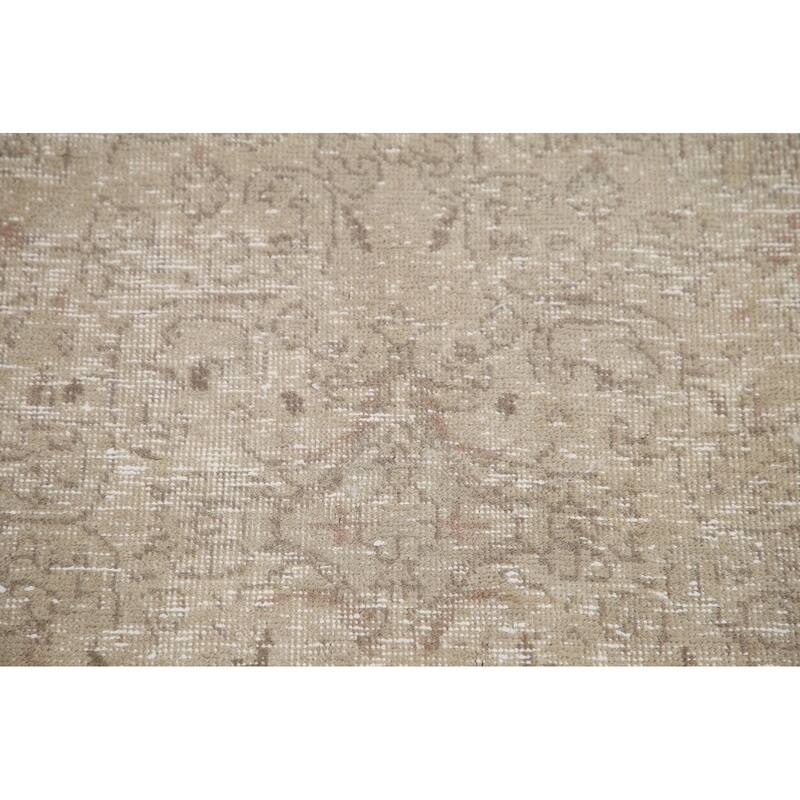 Hand Knotted Oriental 100% Wool Carpet Traditional Medallion Beige & Ivories Tabriz Area Rug - 9' 5'' X 6' 7''
