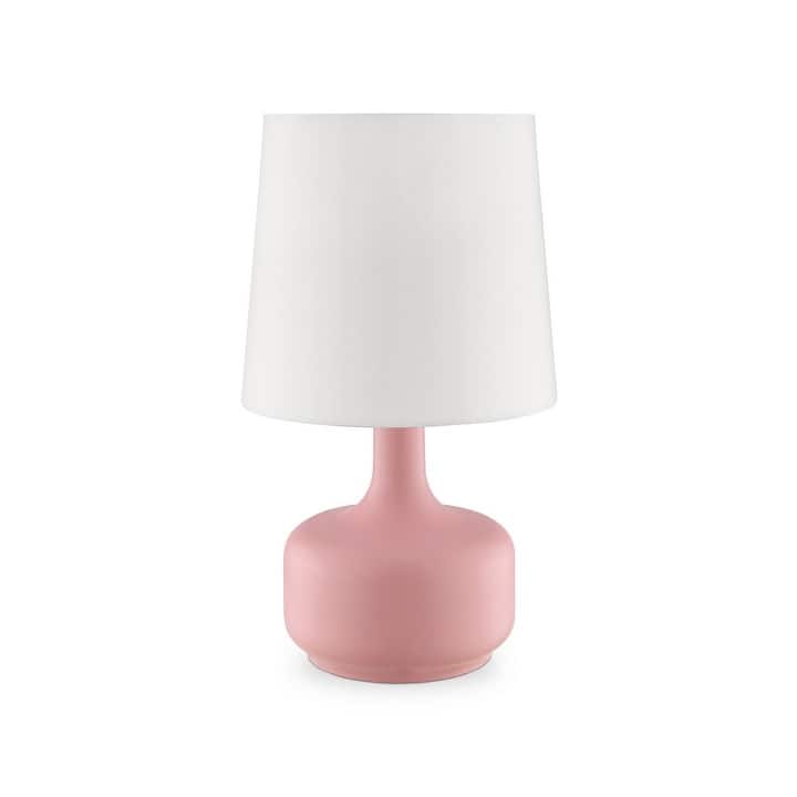 17.25" Tall "Cheru" Modern Mid-Century Touch On Table Lamp, Powder Pink