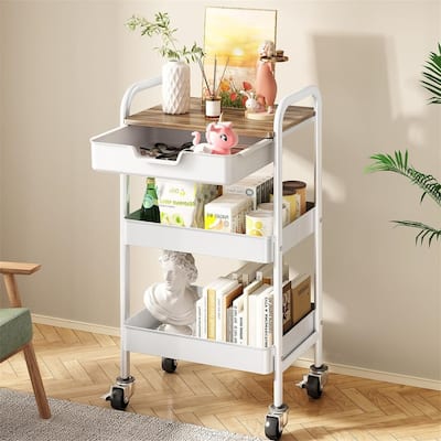 3 Tier Rolling Cart - 11.4"D x 16.5"W x 28.9"H