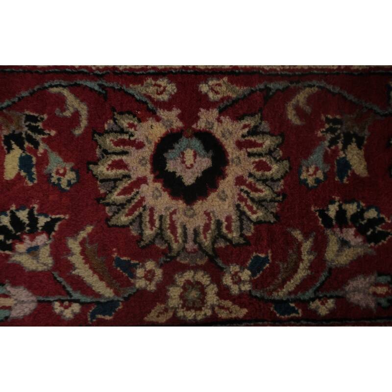 Hand Knotted Oriental 100% Wool Carpet Traditional All-Over Beige & Ivories Kashan Area Rug - 12' 7'' X 9' 1''