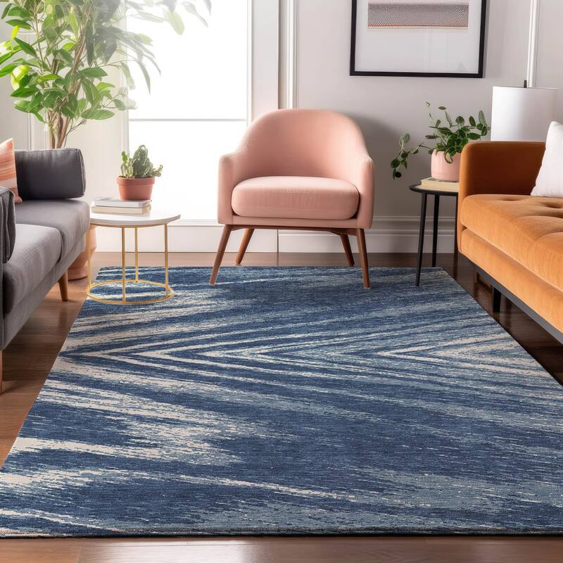 Premium Washable Super Soft Modern Chevron Mayfield Rug - Blue - 8' x 10'