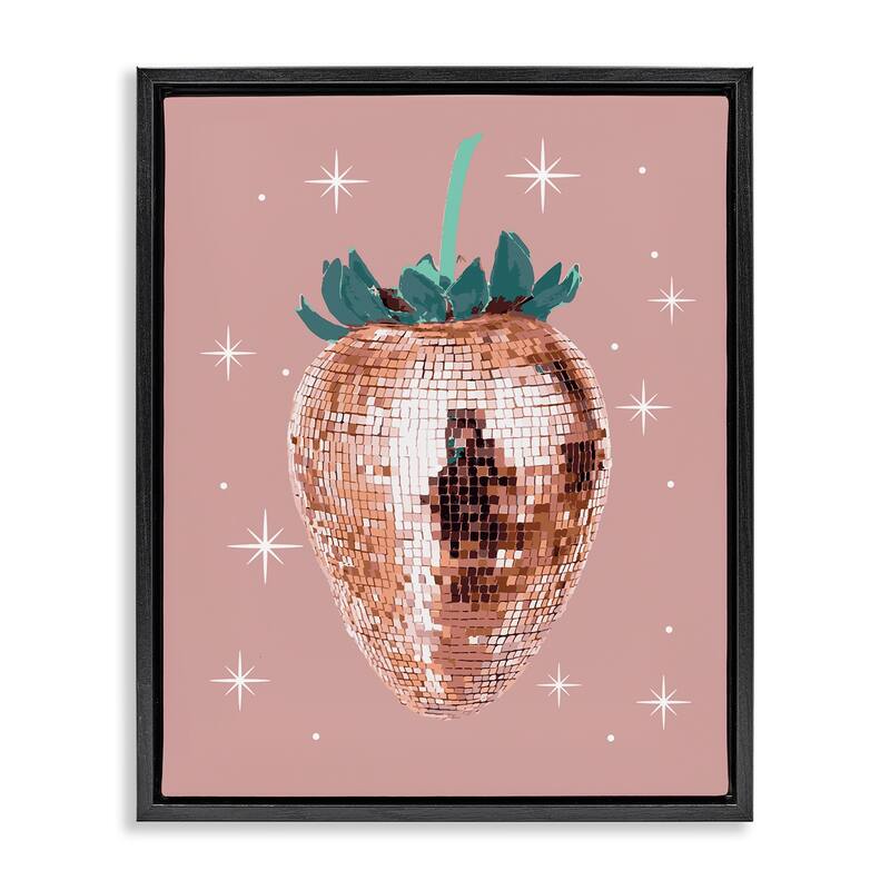 Stupell Luminous Glam Strawberry Framed Floater Canvas Wall Art Design By Lil' Rue - 25 x 31 - Black