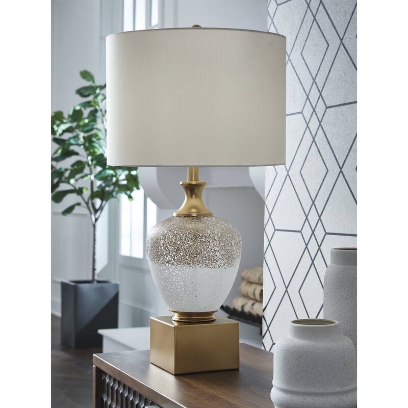 Signature Design by Ashley Tavisburg White/Gold Table Lamp - 17" W x 17" D x 29.5" H