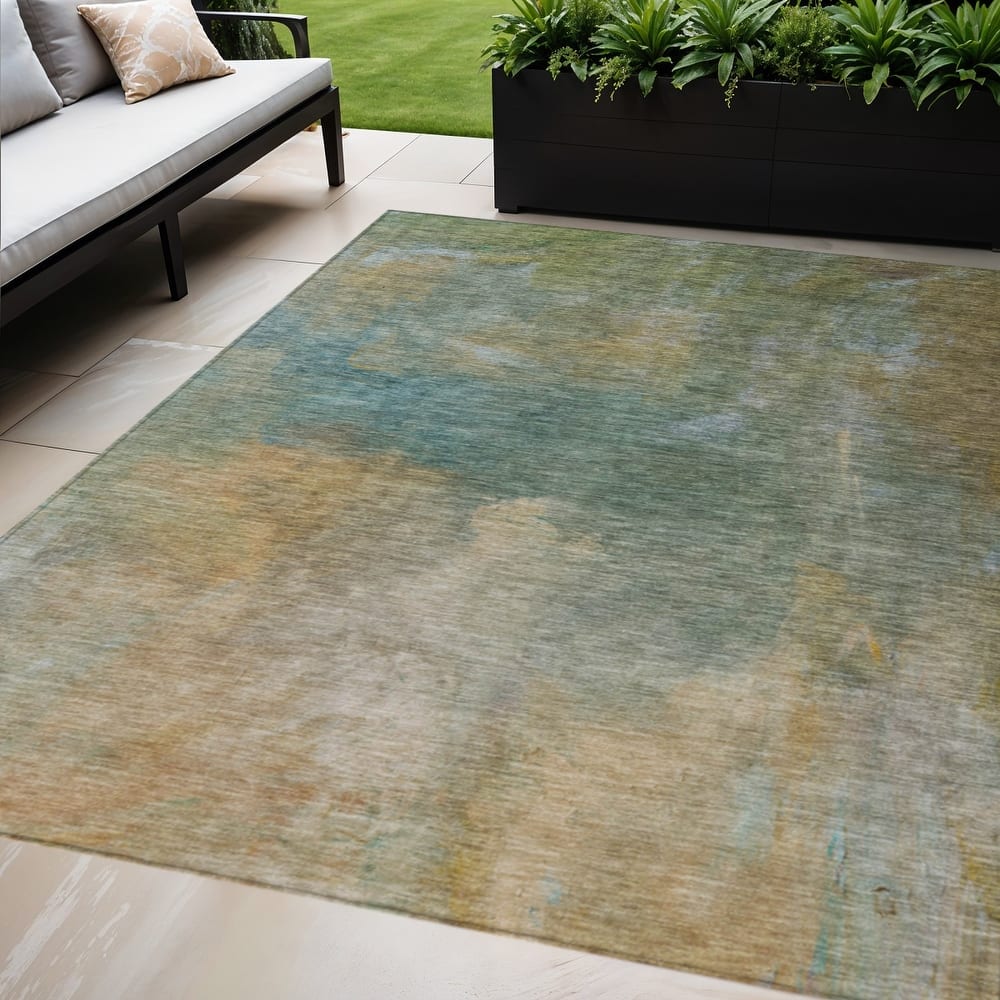 HomeRoots Abstract Transitional Rectangle Outdoor Rug