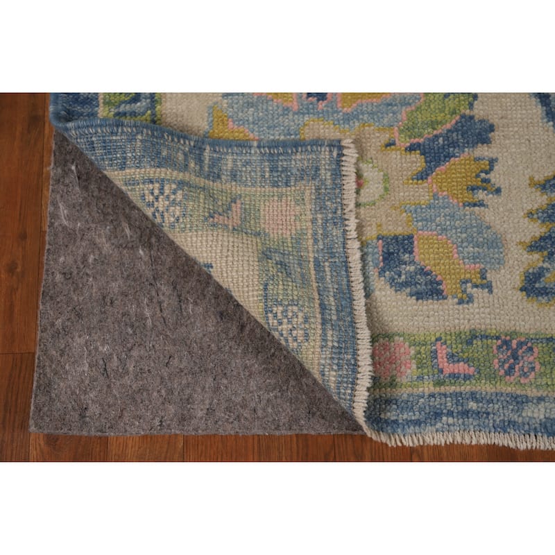 Hand Knotted Oriental 100% Wool Carpet Transitional All-Over Navy Blue & Blues Oushak Area Rug - 11' 10'' X 9' 5''
