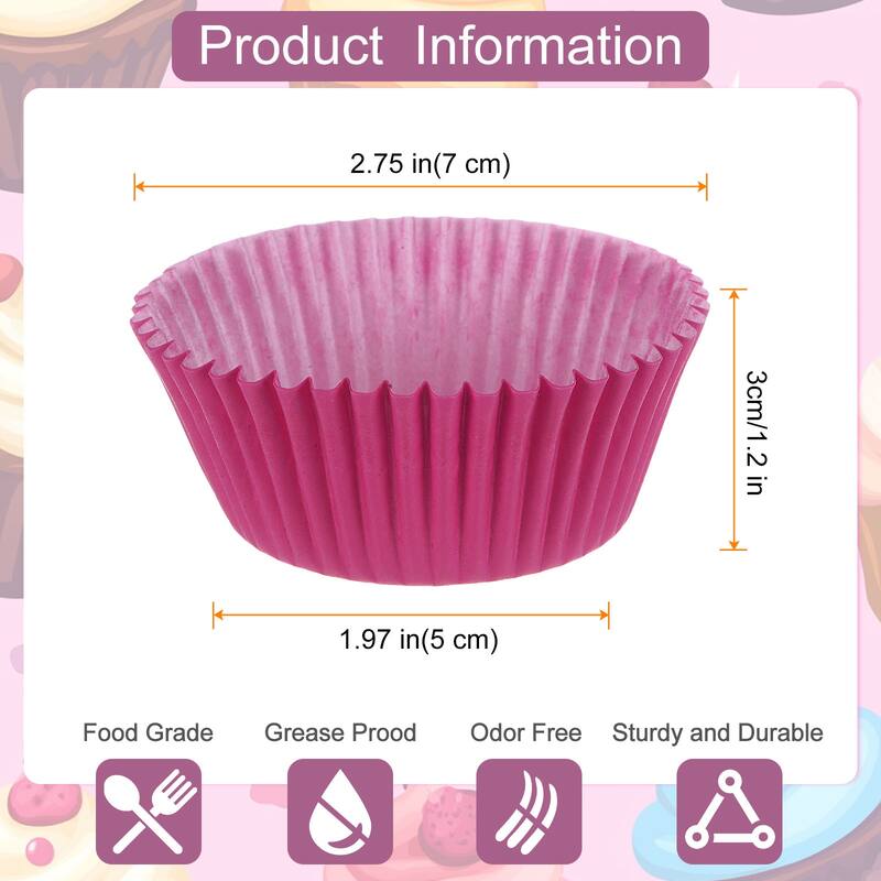 100 Count Cupcake Liners Cupcake Muffins Liners Paper Baking Cups - Rose Red