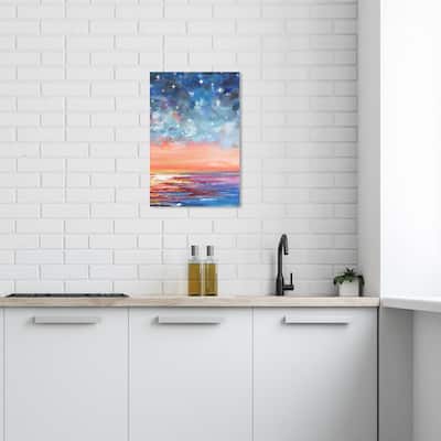 Wynwood Studio Canvas Nature and Landscape Night Stars II Blue and Pastel Orange Modern & Contemporary Wall Art Canvas Print