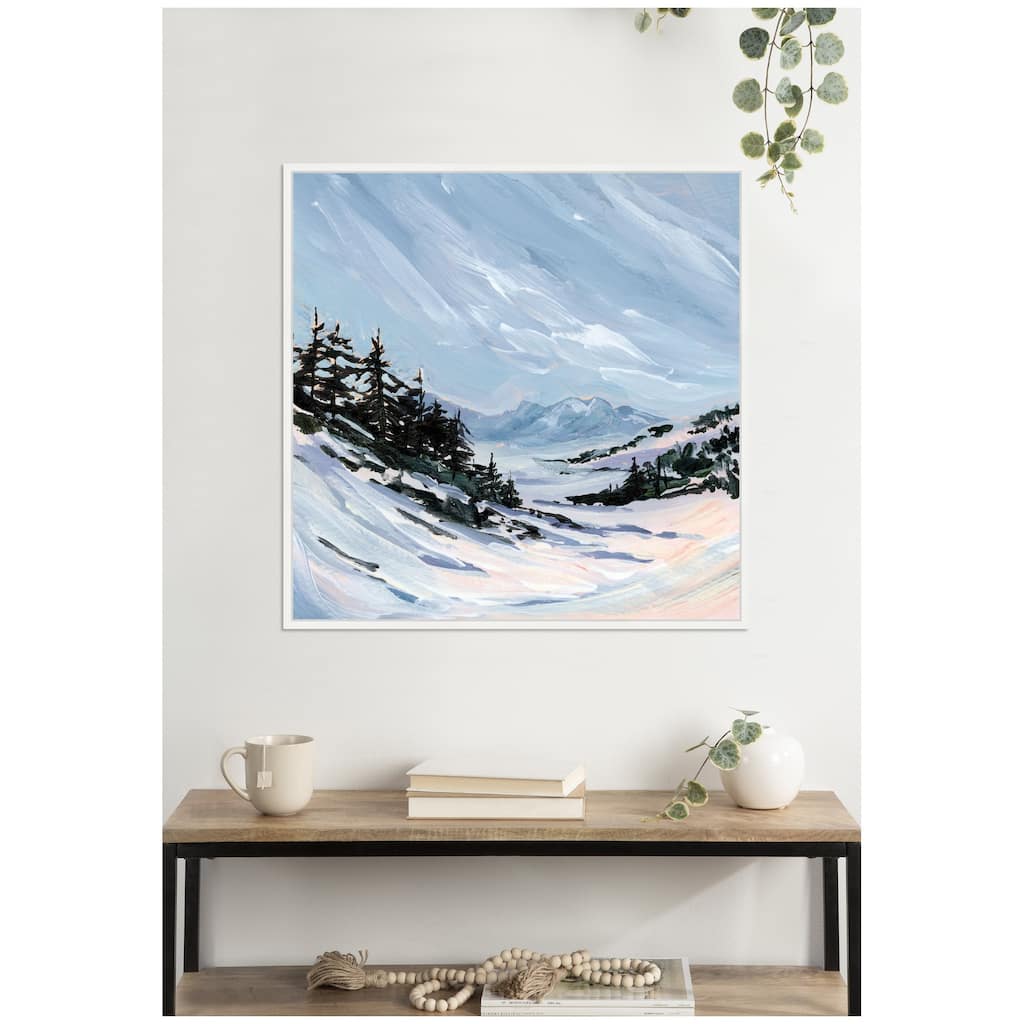 Kate and Laurel Ski Valley by Emily Kenney Framed Canvas Wall Art Print