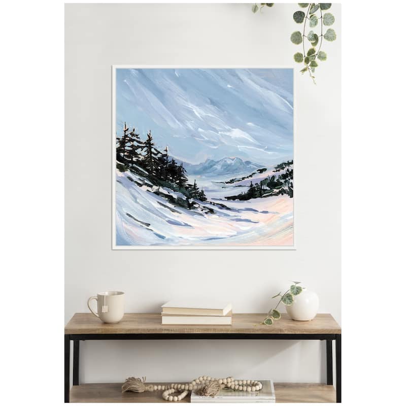 Kate and Laurel Ski Valley by Emily Kenney Framed Canvas Wall Art Print