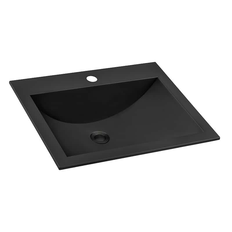 Ruvati 21 x 17 inch Gunmetal Black Drop-in Topmount Bathroom Sink Stainless Steel - 21 x 17 - 21 x 17