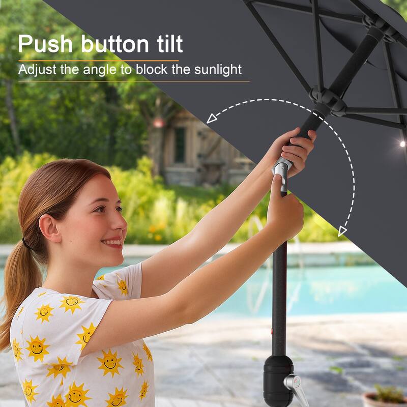 LIVOOSUN 6.5×6.5FT LED Square Patio Umbrella with UPF50+, Tilt Function, and Wind-Resistant Design——Experience Outdoor Comfort