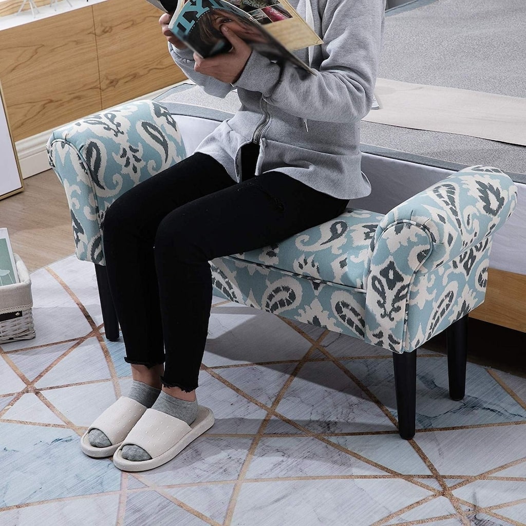 HomCom Small Linen Upholstered Ottoman