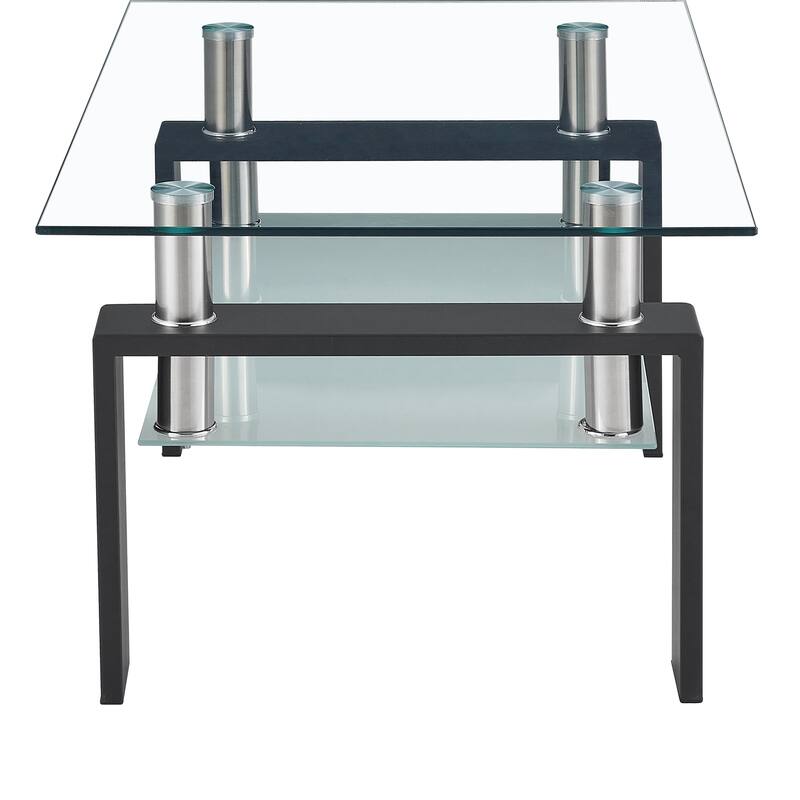 Rectangle Black Glass Coffee Table, Clear Coffee Table