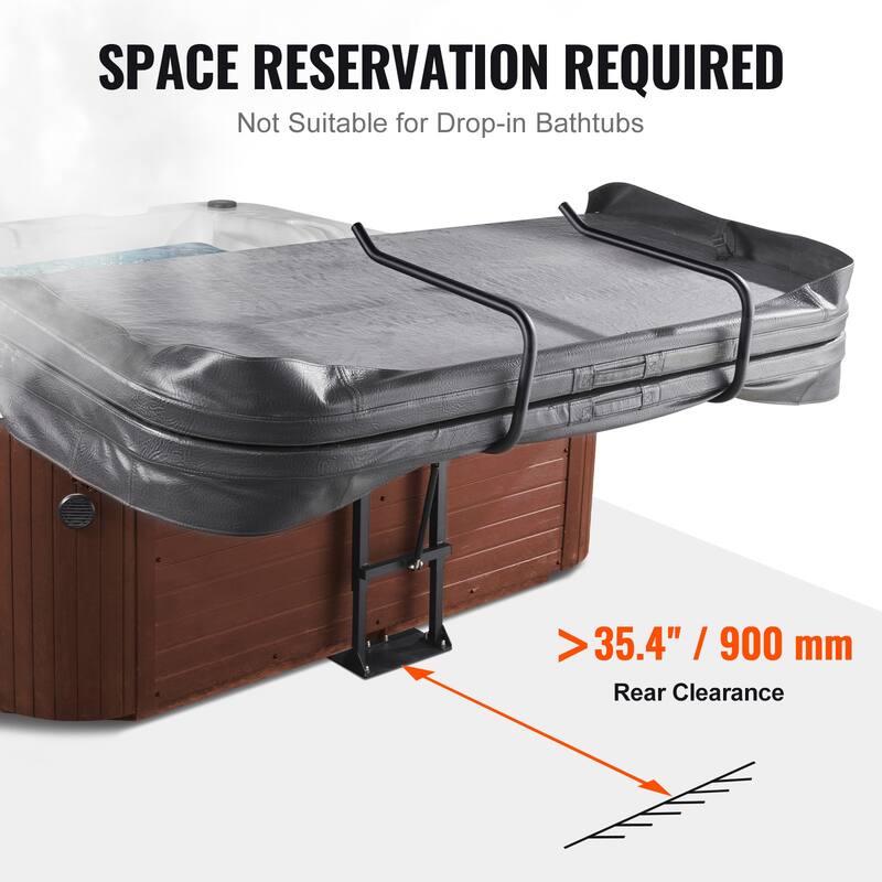 Hot Tub Cover Lift, Spa Cover Lift, Height 33.1" - 41.3" Width 53.1" - 92.5" Adjustable, Installed Underneath on one Sides